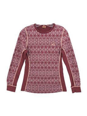 KARI TRAA Lune Baselayer Long Sleeve Top Nordic Geo Pattern stretch Size SMALL